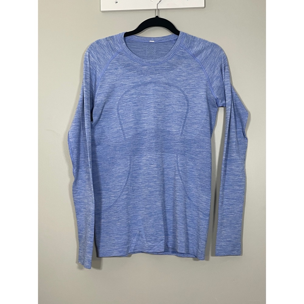Lululemon Swiftly Tech Long Sleeve Crew Women 10 Blue Heathered Excellent Top
